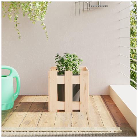 Fioriera Giardino Design A Recinzione 30x30x30 Cm Massello Pino - Foto 1