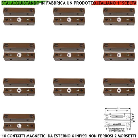 Contatto Magnetico Da Esterno Dieci Pezzi Sensore Reed Uscita Nc Antifurto Morsetti Sensibilità Magnetica 13 Mm Tensio - Foto 1
