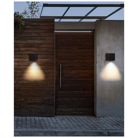 Set Di 2 Luci Da Parete Da Giardino A Led Aransas Nero - Foto 1