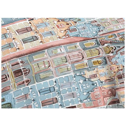 Completo Lenzuola Linea Pensieri Delicati 100% Cotone Disegno Volare Piazza E Mezza Arancio - Foto 2