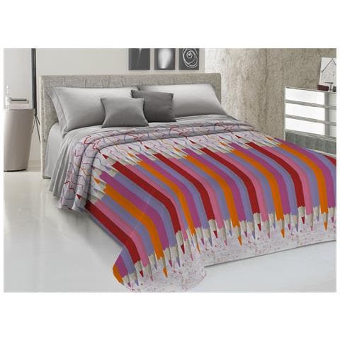 Copriletto Piquet Primavera Estate 100% Cotone Disegno Matitoni Piazza E Mezza Fucsia - Foto 1