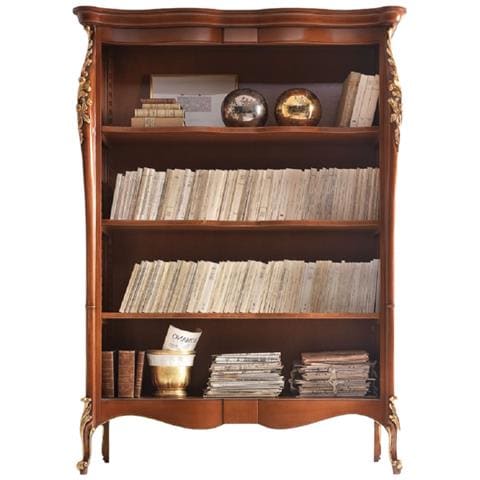 Libreria Classica Sagomata In Legno Tinta Noce L. 145 P. 50 H. 203 - Foto 1