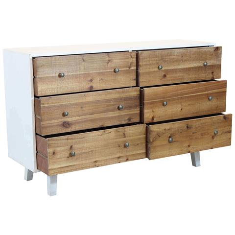 Mobile Con 6 Cassetti In Legno Color Naturale 146x45xh90 Cm Balteo - Foto 2