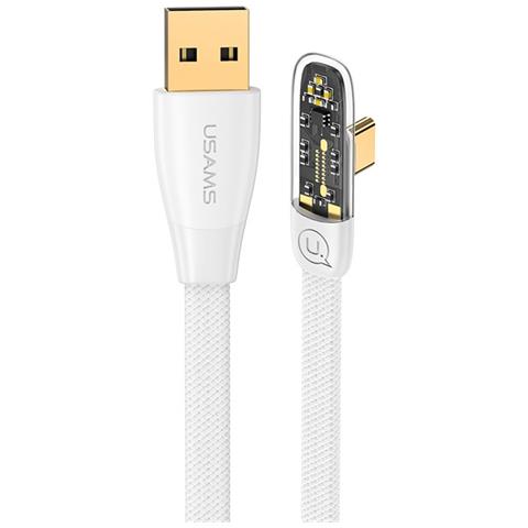 Cavo Ricarica 66w Usb-a A Usb-c Angolo 90° Modello Iceflake 1.2m, Bianco / Giallo - Foto 1