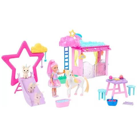 Playset Barbie A Touch Of Magic Con Bambola Chelsea E Bebè Pegaso, Multicolore - Foto 2
