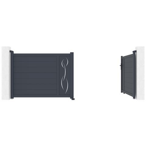 Cancello Battente 3,5m Life Alt. 120cm Alluminio + 2 Montanti Eifel 15x15cm Alt. 166cm Grigio - Foto 2