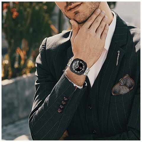 Cinturino Per Orologio In Acciaio Inossidabile Per Samsung Galaxy Watch 7 Ultra 47mm Sliver + Gold - Foto 6