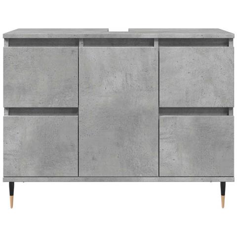 Armadietto Da Bagno Grigio Cemento 80x33x60cm Legno Multistrato - Foto 2