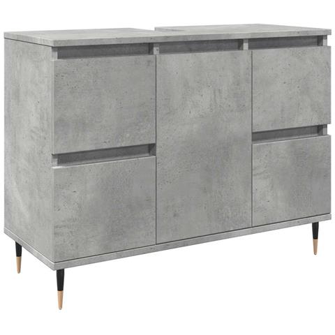 Armadietto Da Bagno Grigio Cemento 80x33x60cm Legno Multistrato - Foto 1