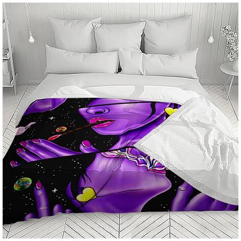 Coperta Di Flanella Con Motivo, Nero E Viola, 127x152cm - Foto 2