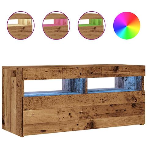 Mobile Porta TV con LED Legno Antico 90x35x40 cm Multistrato - Foto 1