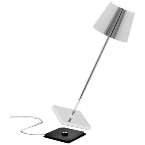 Lampada A Led Da Tavolo Poldina Pro Cromo Lucido Ricaricabile E Dimmerabile Con Batteria Fino A 12 Ore - Foto 1
