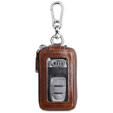 Portachiavi In Vera Pelle, Blocco Rfid, Porta Chiavi Per Auto Con Portachiavi Multifunzione Brown - Foto 1