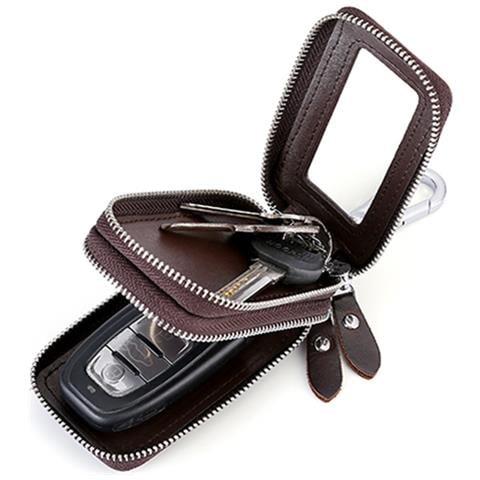 Portachiavi In Vera Pelle, Blocco Rfid, Porta Chiavi Per Auto Con Portachiavi Multifunzione Brown - Foto 2