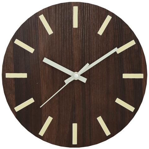Orologio A Parete Con Ore E Lancette Luminose Marrone 30 Cm - Foto 2