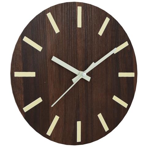 Orologio A Parete Con Ore E Lancette Luminose Marrone 30 Cm - Foto 3
