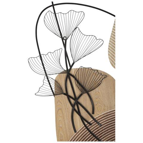 Decorazione In Metallo E Legno Foglia 54 - Marrone - Metallo - 70x3x100 Cm - Foto 2