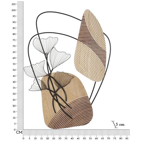 Decorazione In Metallo E Legno Foglia 54 - Marrone - Metallo - 70x3x100 Cm - Foto 6