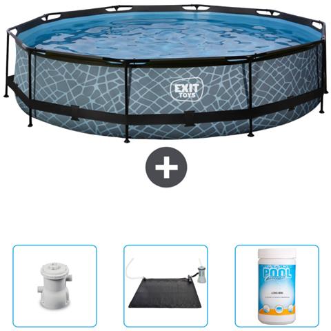 Piscina Fuori Terra - In Giro - 360x360x76 Cm - Grigio - Include Accessori Coordinati Cb92 - Foto 1