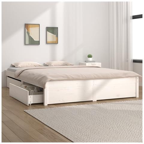 Lusso Casadino -  Giroletto Con Cassetti Bianco 150x200 Cm King Size - Foto 8