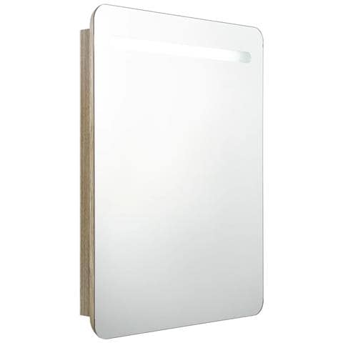 Armadietto Bagno Con Specchio E Led Rovere 60x11x80 Cm - Foto 1