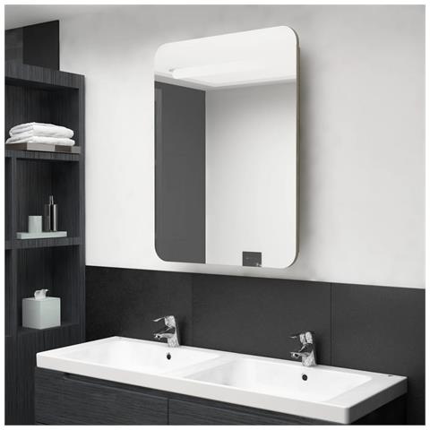 Armadietto Bagno Con Specchio E Led Rovere 60x11x80 Cm - Foto 7