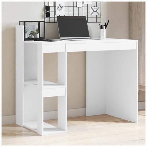 Lusso Casadino -  Scrivania Ufficio Bianca 103,5x56,5x94 Cm In Legno Multistrato - Foto 8