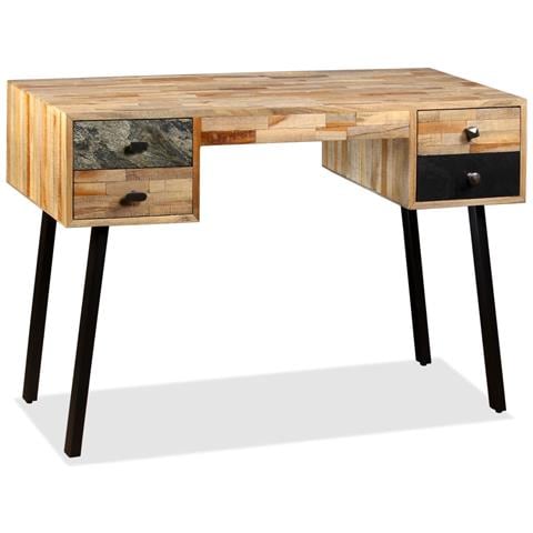 Lusso Casadino -  Scrivania In Legno Massello Di Teak Di Recupero 110x50x76 Cm - Foto 1