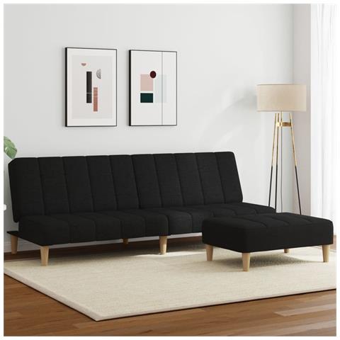 Lusso Casadino - Divano Letto A 2 Posti Con Poggiapiedi Nero In Tessuto - Foto 8