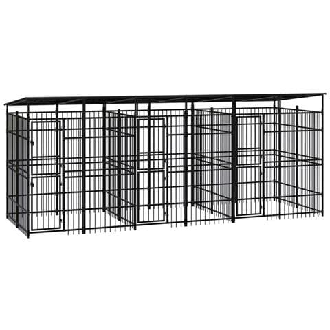 Gabbia per Cani da Esterno con Tetto in Acciaio 11,06 m² - Foto 1