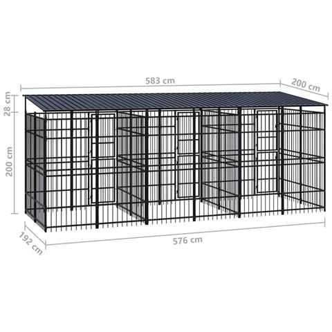 Gabbia per Cani da Esterno con Tetto in Acciaio 11,06 m² - Foto 8