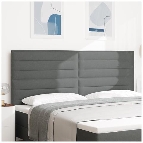 Testiera Design Lines Grigio Scuro 200 cm Tessuto - Foto 2