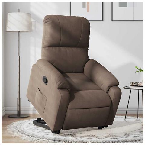 Poltrona Alzapersona Reclinabile Marrone in Tessuto Microfibra - Foto 2