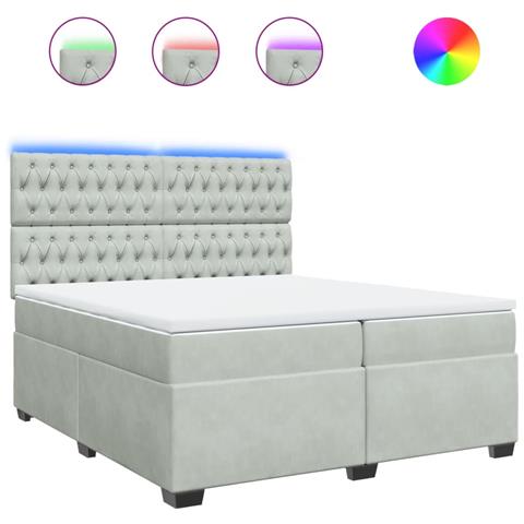 Giroletto a Molle con Materasso Grigio Chiaro 200x200cm Velluto - Foto 1