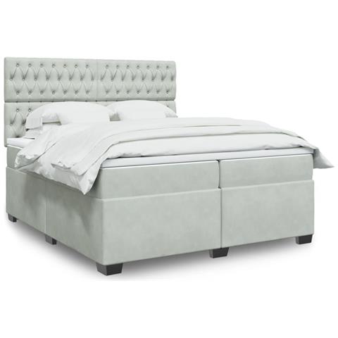 Giroletto a Molle con Materasso Grigio Chiaro 200x200cm Velluto - Foto 2