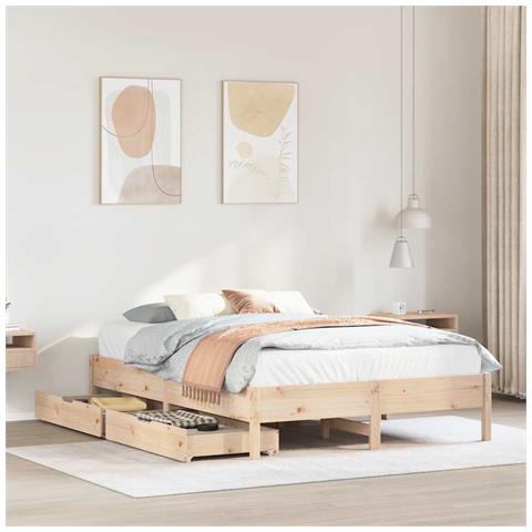 Letto senza Materasso 140x190 cm in Legno Massello di Pino - Foto 2