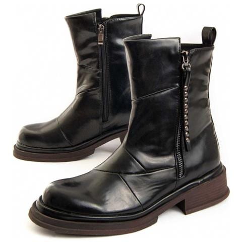 Stivaletto Con Tacco Motta Nero Nero Materiale Sintetico E Tessile - Foto 1