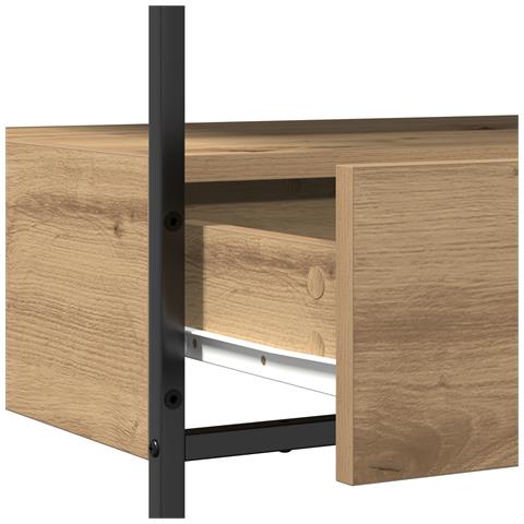 Tavolino Console Rovere Artigianale 75x40x75 cm Legno Ingegnerizzato e Acciaio - Foto 7