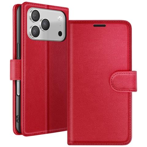 Custodia A Portafoglio Per Iphone 17 Pro Max Con Supporto E Linguetta Magnetica, Rosso - Foto 1