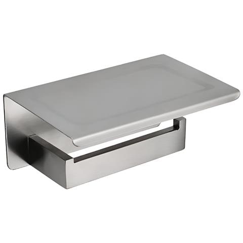 Porta Carta Igienica Da Parete Bagno Mensola Acciaio Inox Spazzolato Argento Appendiabiti - Foto 1