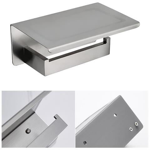 Porta Carta Igienica Da Parete Bagno Mensola Acciaio Inox Spazzolato Argento Appendiabiti - Foto 6