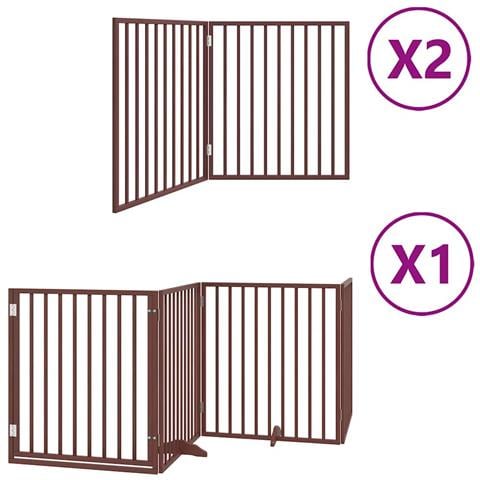 Cancello Cani Porta Pieghevole Marrone 8 Pannelli 640cm Pioppo - Foto 1