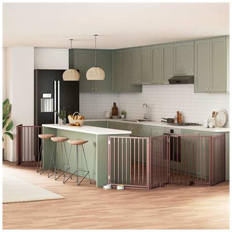 Cancello Cani Porta Pieghevole Marrone 8 Pannelli 640cm Pioppo - Foto 2