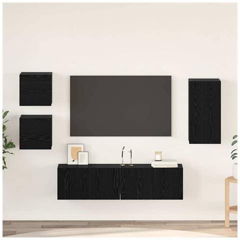 Set mobile TV 5 pcs Rovere nero Legno multistrato - Foto 2