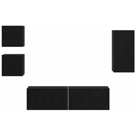 Set mobile TV 5 pcs Rovere nero Legno multistrato - Foto 9