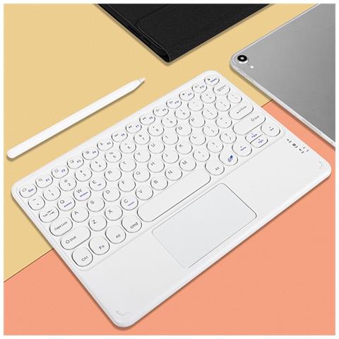 Tastiera Bluetooth Con Tasti Rotondi E Touchpad - Compatibile Con Ipad, Tablet E Smartphone White - Foto 4