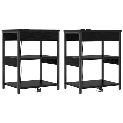 Mobiletti da Notte 2 pcs Rovere nero 41 x 31 x 51 cm - Foto 1