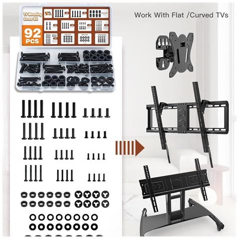 Kit Di Viti Per Montaggio A Parete Tv Da 92 Pezzi - Hardware Di Montaggio Universale M4 M5 M8 - Foto 4