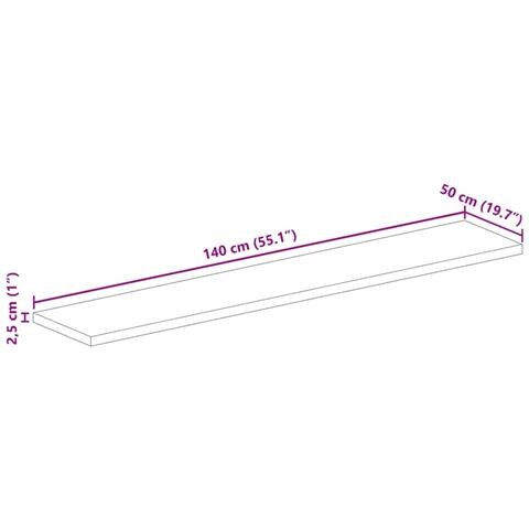 Piano Tavolo 140x50x2,5 cm Rettangolare in Massello di Recupero - Foto 9