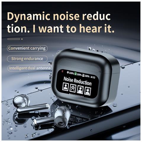 Auricolari Bluetooth 5.0 Wireless Neri Con Anc, Display Touch Lcd E Audio Di Alta Qualità - Foto 2